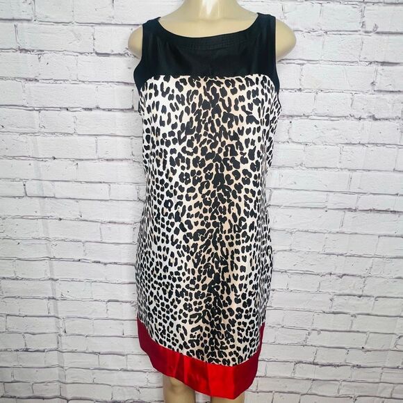 White House Black Market Dresses & Skirts - White House Black Market Womens Black Red Leopard Print Sheath Dress Size 12